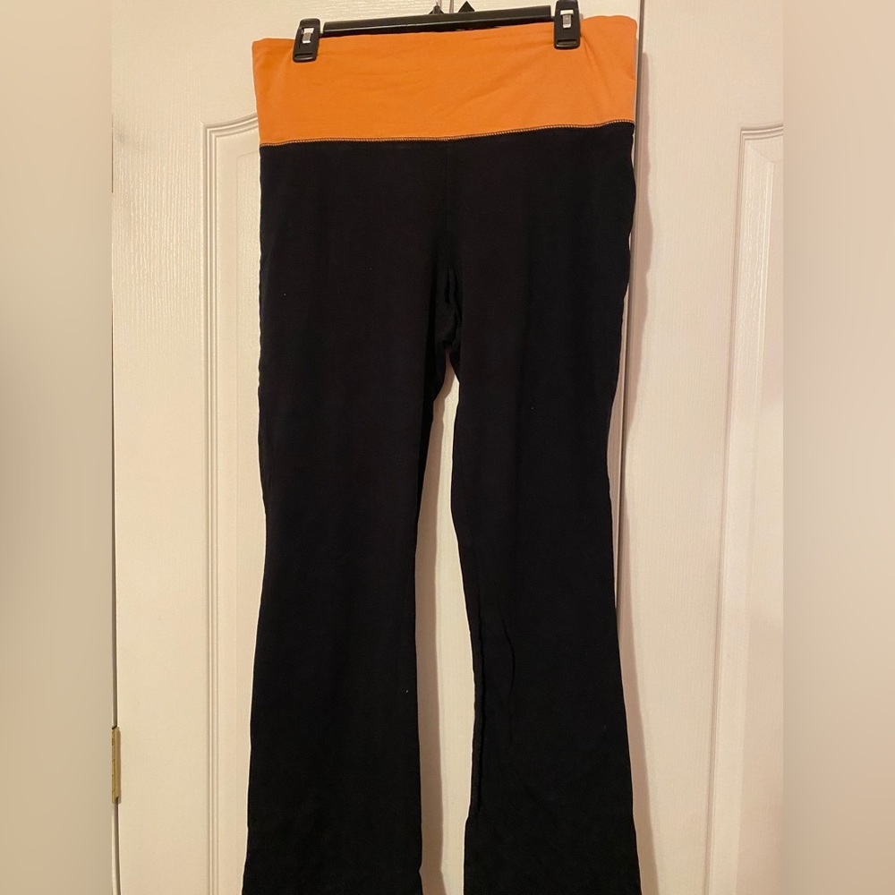 Black Yoga Pants with Flared Bottoms and Flip Waistband